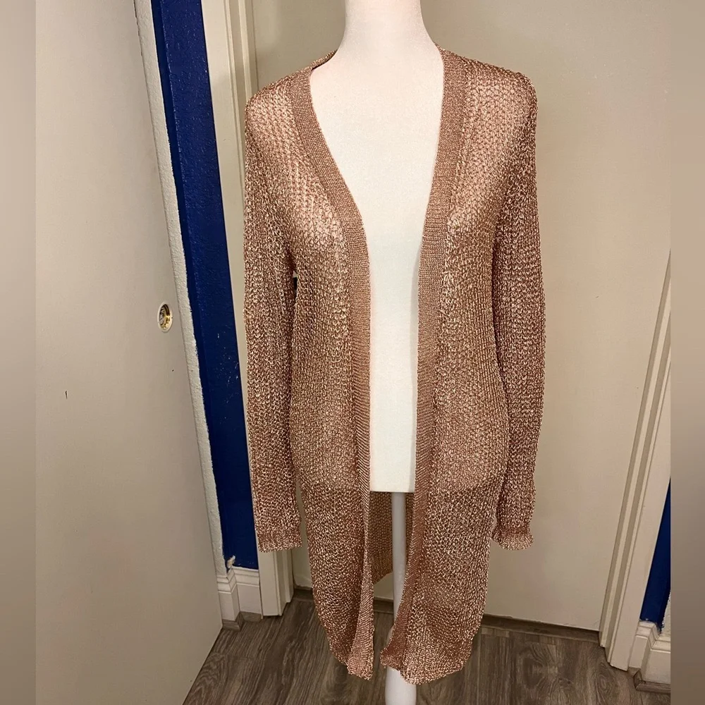 Superdown Karen Metallic Cardigan Bronze Size Small - Picture 2 of 7